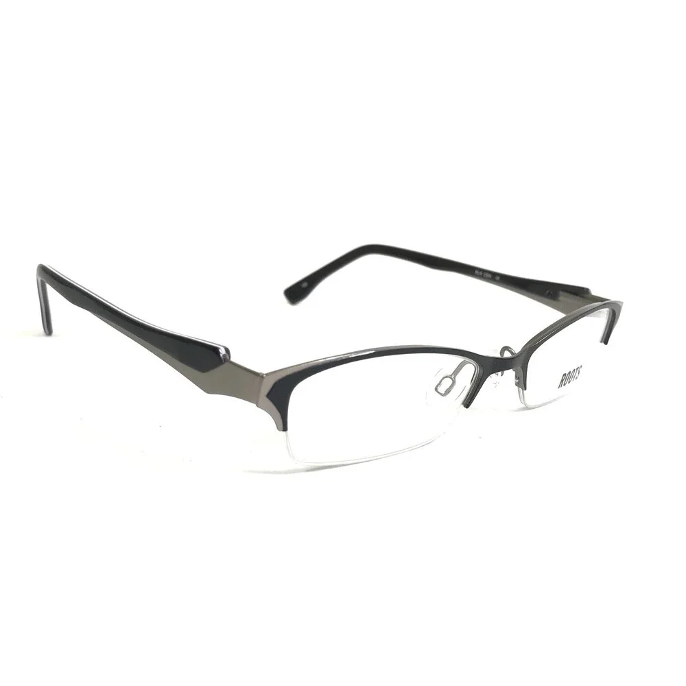 Roots Eyeglasses Frames RT506 Black Grey Rectangular Half Rim 49-17-135